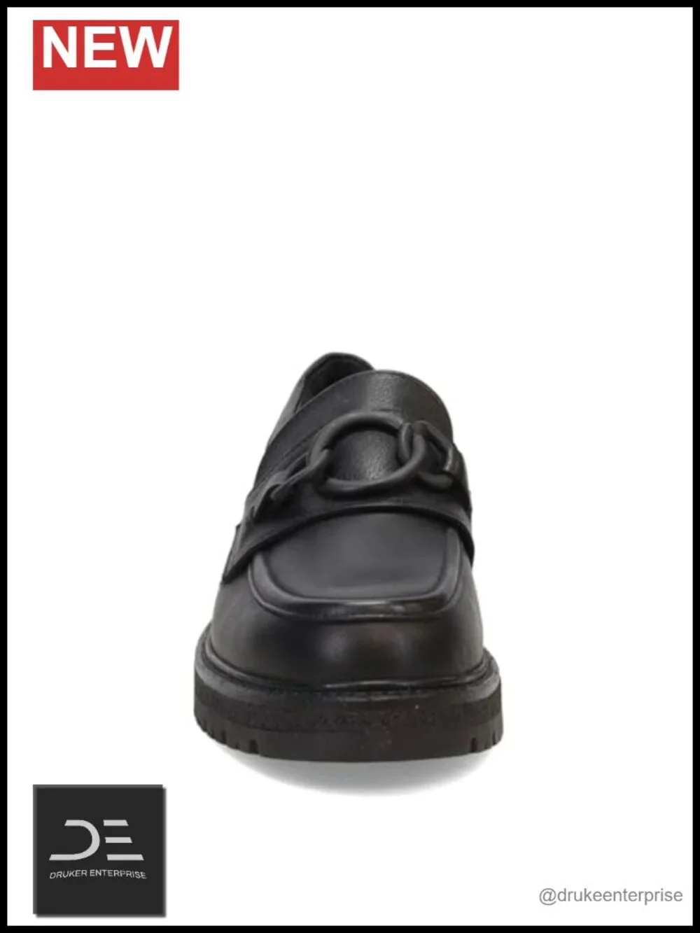 Women's Leather Loafers with Chain Link Ornament, Orthotic Friendly, Removable
